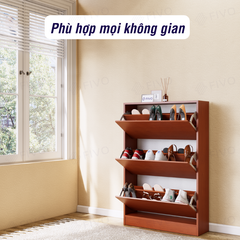 Tủ Gỗ Đựng Giày Cửa Lật Thông Minh FS55 FIVO, 3 Tầng Đa Năng, Tiết Kiệm Diện Tích