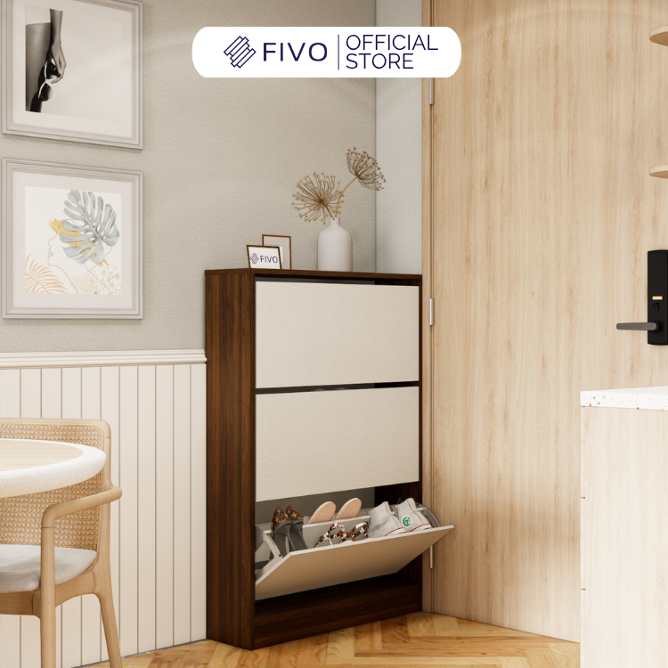 Tủ Gỗ Đựng Giày Cửa Lật Thông Minh FS55 FIVO, 3 Tầng Đa Năng, Tiết Kiệm Diện Tích