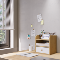 Kệ Sách Gỗ Đẹp Để Bàn FB26 FIVO Cao Cấp Có Hộc, Tiết Kiệm Diện Tích, Bo Góc Thẩm Mĩ