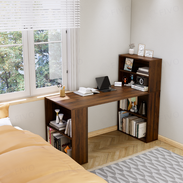 Bộ Bàn Ghế Làm Việc Kết Hợp Kệ Sách FD03 FIVO Tích Hợp Xoay Chiều 2in1, Ngăn Kệ Rộng Rãi, Dễ Dàng Lắp Ráp