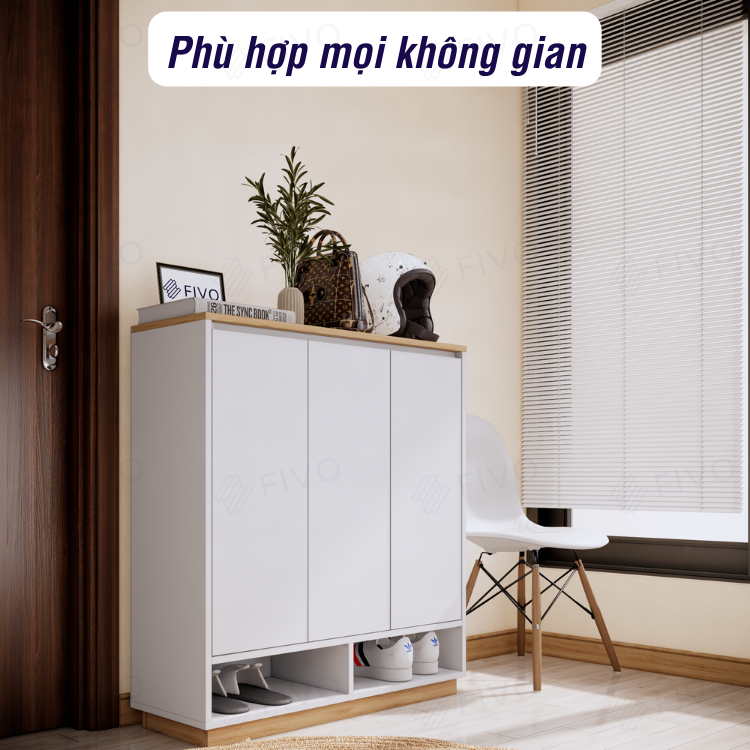 Tủ Kệ Giày Gỗ MDF FS54 FIVO, Gỗ Dày 17mm Phủ Melamine Chống Ẩm, Tối Ưu Không Gian, Tiết Kiệm Diện Tích