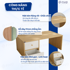 Bàn Trang Điểm Gỗ Ngồi Bệt Có Ngăn Kéo FV01 FIVO, Linh Hoạt Làm Bàn Học Bàn Trà, Không Lộ Vít Bề Mặt, Đa Dạng Bảy Màu