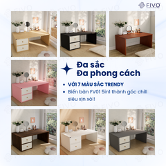 Bàn Trang Điểm Gỗ Ngồi Bệt Có Ngăn Kéo FV01 FIVO, Linh Hoạt Làm Bàn Học Bàn Trà, Không Lộ Vít Bề Mặt, Đa Dạng Bảy Màu