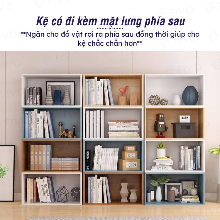 Kệ Sách Gỗ Tổ Ong FB03 FIVO, Tấm Lưng Chắc Chắn, Hộc Tủ Rộng Rãi, Decor Linh Hoạt, Đa Dạng Màu Sắc