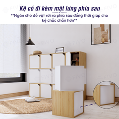 Kệ Sách Gỗ Tổ Ong FB02 FIVO, Tấm Lưng Dày Dặn, Hộc Tủ Rộng Rãi, Ô Tách Rời, Decor Linh Động, Lắp Ráp Dễ Dàng