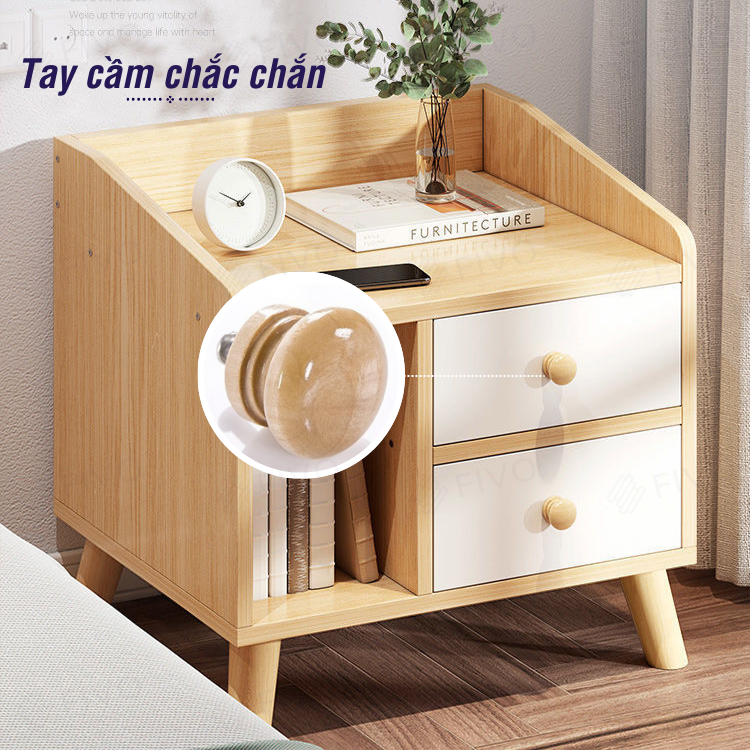 Tủ Đầu Giường Mini Nhiều Ngăn FT40 FIVO, Kệ Tab Đầu Giường Gỗ Phong Cách Châu Âu, Decor Phòng Ngủ Sang Trọng