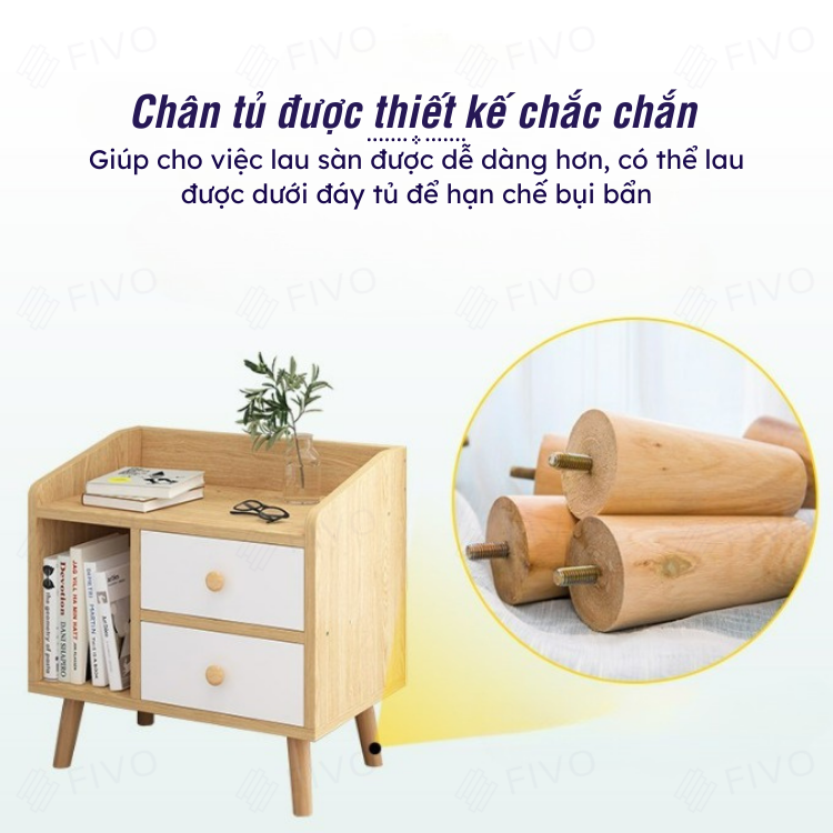 Tủ Đầu Giường Mini Nhiều Ngăn FT40 FIVO, Kệ Tab Đầu Giường Gỗ Phong Cách Châu Âu, Decor Phòng Ngủ Sang Trọng