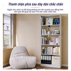 Kệ Sách Gỗ 5 Tầng FB74 FIVO, Kèm Thanh Chặn Chắc Chắn, Đa Dạng Màu Sắc