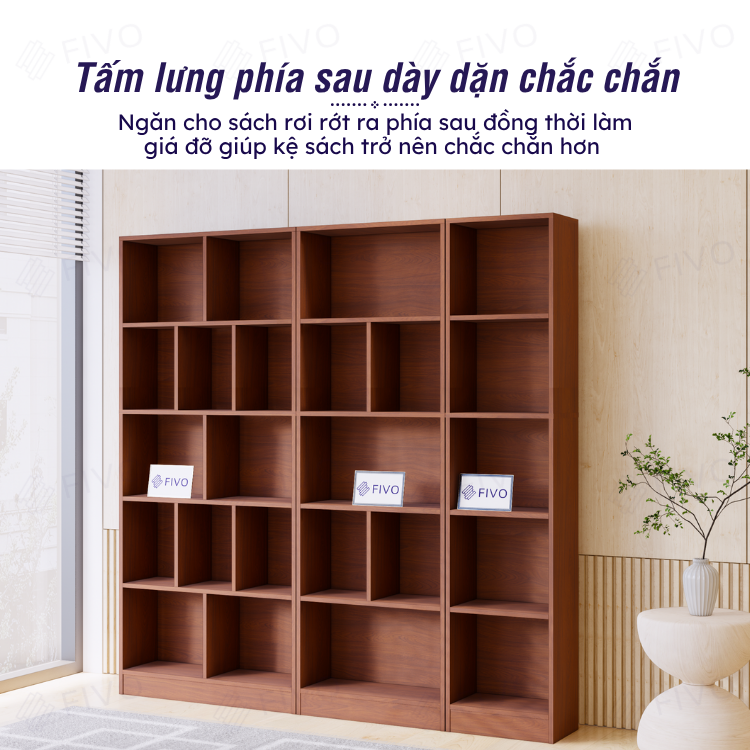 Kệ Sách Gỗ 5 Tầng FB73 FIVO, Kèm Tấm Lưng Chắc Chắn, Đa Dạng Màu Sắc