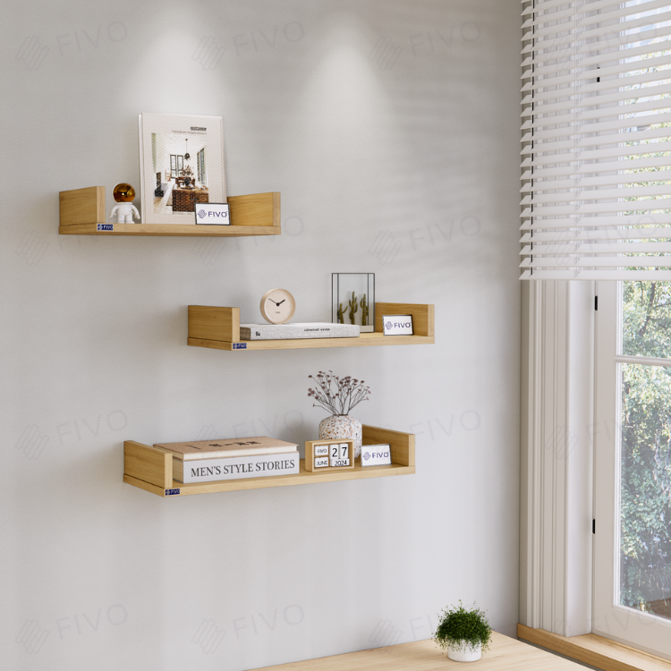 Kệ Sách Gỗ Chữ U FB43 FIVO Treo Tường & Để Bàn, Đa Dạng Màu Sắc