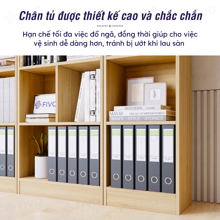 Kệ Sách Gỗ 5 Tầng FB73 FIVO, Kèm Tấm Lưng Chắc Chắn, Đa Dạng Màu Sắc