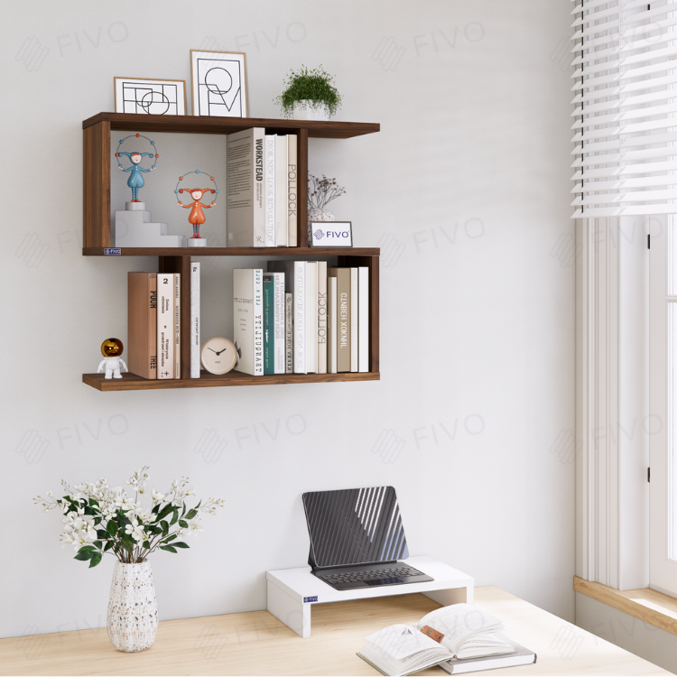 Kệ Sách Gỗ Treo Tường FB44 FIVO, Nhiều Ngăn, Đa Dạng Kích Thước Và Màu Sắc