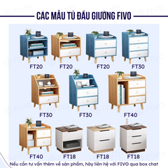 Tủ Đầu Giường Mini Nhiều Ngăn FT40 FIVO, Kệ Tab Đầu Giường Gỗ Phong Cách Châu Âu, Decor Phòng Ngủ Sang Trọng