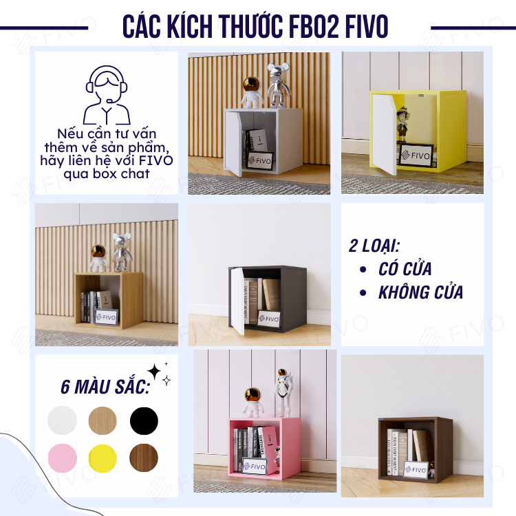 Kệ Sách Gỗ Tổ Ong FB02 FIVO, Tấm Lưng Dày Dặn, Hộc Tủ Rộng Rãi, Ô Tách Rời, Decor Linh Động, Lắp Ráp Dễ Dàng