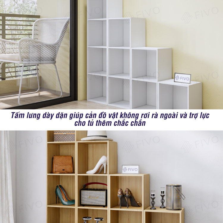 Kệ Sách Gỗ Tổ Ong FB01 FIVO Có Tấm Lưng Dày Dặn, Đa Tầng, Dễ Lắp Ráp, Đa Dạng Cách Sắp Xếp