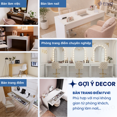 Bàn Trang Điểm Gỗ MDF Cao Cấp Có Ngăn Kéo FV41 FIVO, Kết Hợp Làm Bàn Nail Bàn Làm Việc, Gỗ Dày 34MM, Ray Trượt Mượt Mà