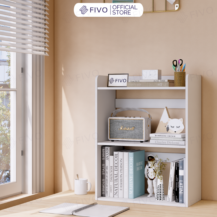 Kệ Sách Gỗ Để Bàn FB22 FIVO Màu Gỗ, Trắng, Hồng, Vàng, Walnut Tối Ưu Không Gian Bàn Học