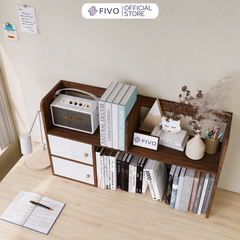 Kệ Sách Để Bàn Học FB21 FIVO Cao Cấp Màu Gỗ, Trắng, Xám và Walnut, Hộc Tủ Rộng Rãi, Đa Dạng Mẫu Mã, Màu Sắc