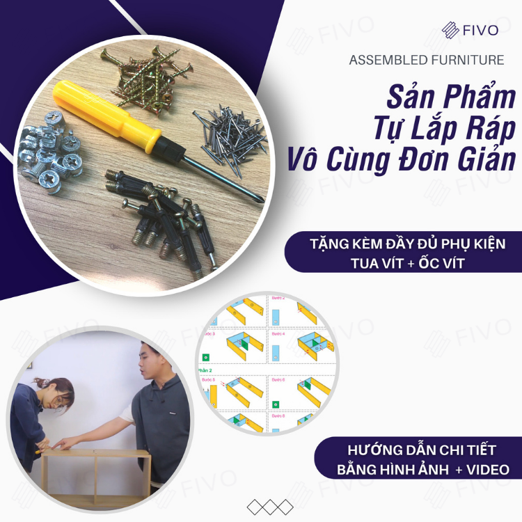 Tủ Đầu Giường Gỗ FT20 FIVO, Nhỏ Gọn, Phong Cách Châu Âu
