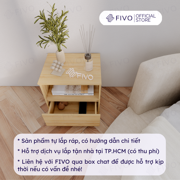 Tủ Đầu Giường Gỗ FT19 FIVO, Thiết Kế Hiện Đại, Đa Dạng Tùy Chọn, Dễ Dàng Lắp Ráp