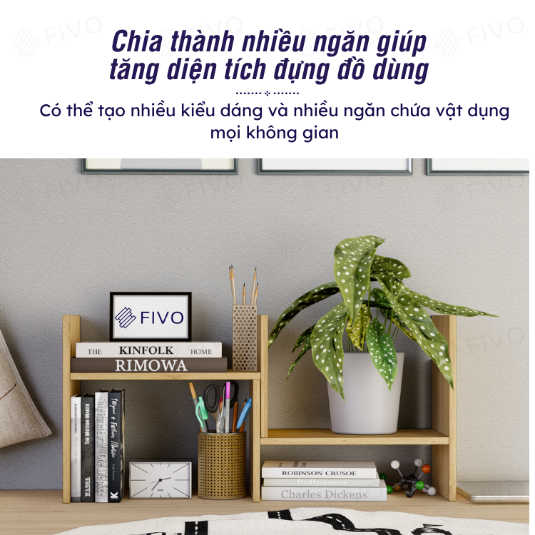 Kệ Sách Để Bàn FB24 FIVO, 1 Bộ Khung, 8 Kiểu Lắp Ráp, Đa Dạng Màu Sắc