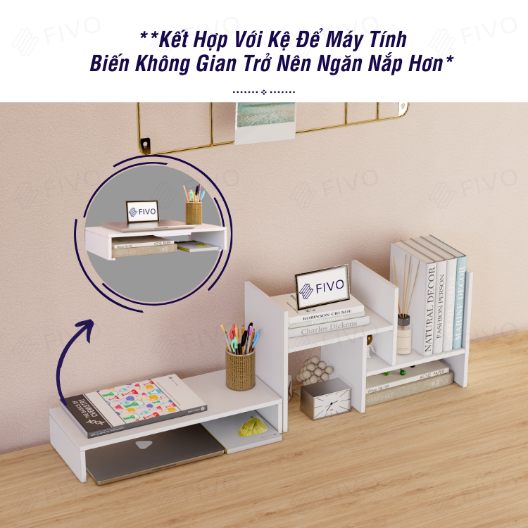 Kệ Sách Để Bàn FB24 FIVO, 1 Bộ Khung, 8 Kiểu Lắp Ráp, Đa Dạng Màu Sắc