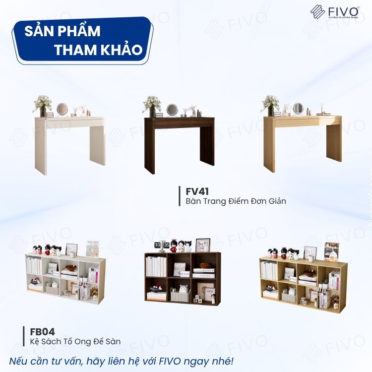 Bàn Trang Điểm Gỗ Ngồi Bệt Có Ngăn Kéo FV01 FIVO, Linh Hoạt Làm Bàn Học Bàn Trà, Không Lộ Vít Bề Mặt, Đa Dạng Bảy Màu
