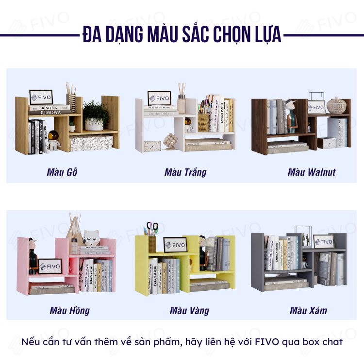 Kệ Sách Để Bàn FB24 FIVO, 1 Bộ Khung, 8 Kiểu Lắp Ráp, Đa Dạng Màu Sắc