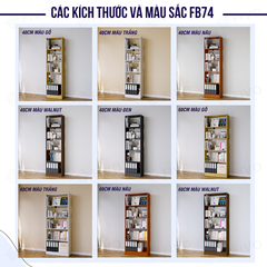Kệ Sách Gỗ 5 Tầng FB74 FIVO, Kèm Thanh Chặn Chắc Chắn, Đa Dạng Màu Sắc