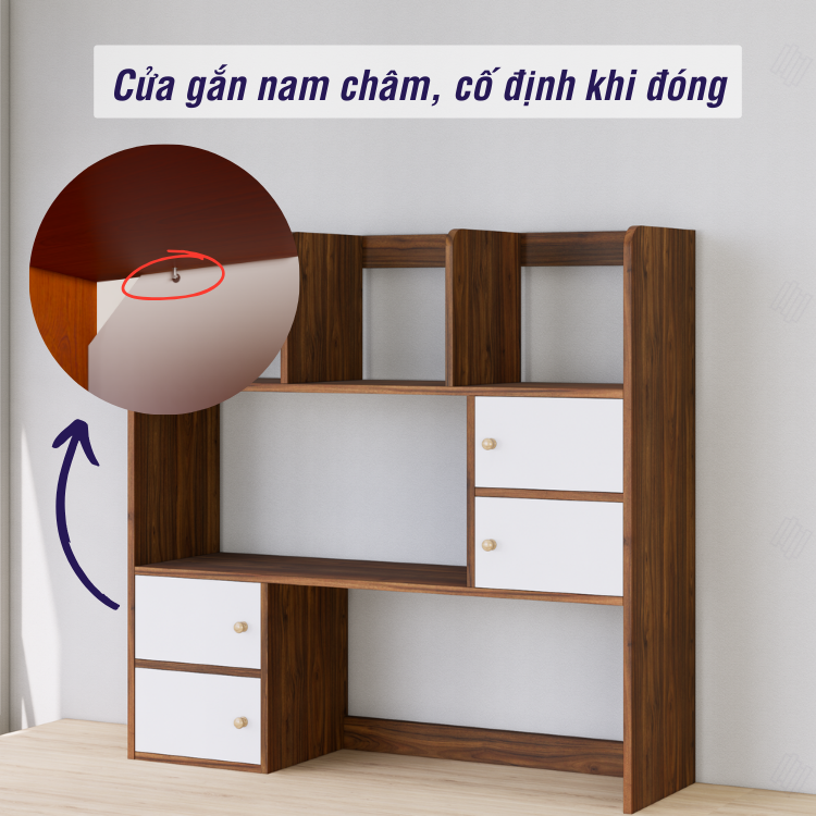 Kệ Sách Để Bàn Học FB21 FIVO Cao Cấp Màu Gỗ, Trắng, Xám và Walnut, Hộc Tủ Rộng Rãi, Đa Dạng Mẫu Mã, Màu Sắc