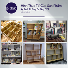 Kệ Sách Gỗ Đứng Có Chân FB60 FIVO, Kèm Tấm Lưng Chắc Chắn, Đa Dạng Kích Thước, Đa Ngăn
