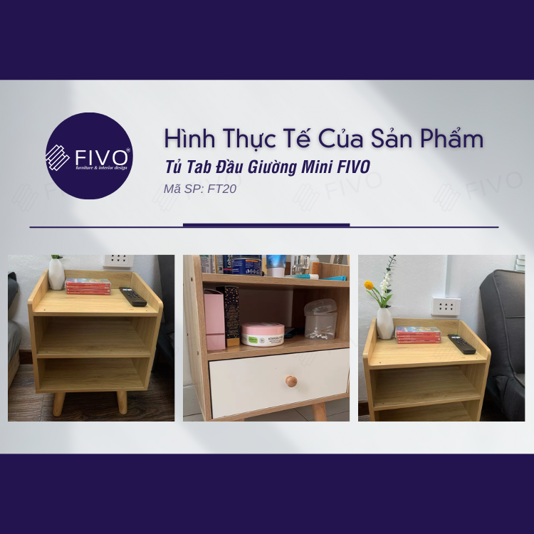 Tủ Đầu Giường Gỗ FT20 FIVO, Nhỏ Gọn, Phong Cách Châu Âu