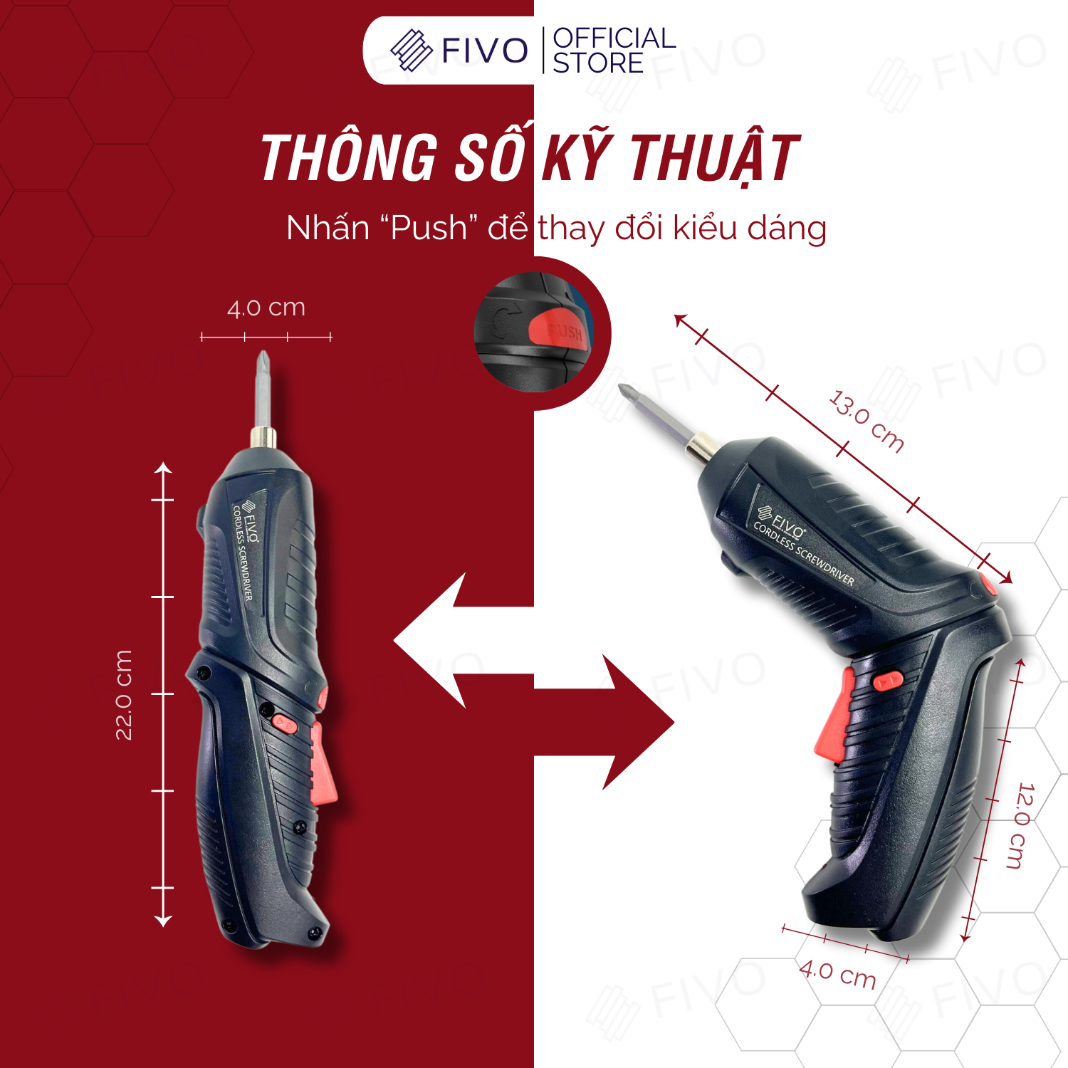 Máy Bắn Vít Cầm Tay Không Dây OP04 FIVO, Linh Động 2 Kiểu Dáng, Tặng Kèm Dây Sạc Và 1 Đầu Vít, Nhỏ Gọn Tiện Dụng