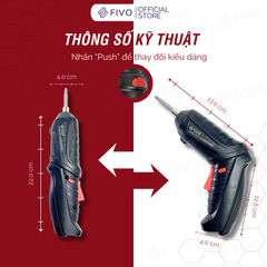 Máy Bắn Vít Cầm Tay Không Dây OP04 FIVO, Linh Động 2 Kiểu Dáng, Tặng Kèm Dây Sạc Và 1 Đầu Vít, Nhỏ Gọn Tiện Dụng