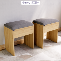 Ghế Đôn Nệm Nhung Bàn Học, Bàn Trang Điểm FG01 FIVO, Gỗ MDF Chống Ẩm Chịu Lực Lên Đến 300Kg, Thiết Kế Nhỏ Gọn Sang Trọng