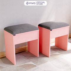 Ghế Đôn Nệm Nhung Bàn Học, Bàn Trang Điểm FG01 FIVO, Gỗ MDF Chống Ẩm Chịu Lực Lên Đến 300Kg, Thiết Kế Nhỏ Gọn Sang Trọng