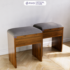 Ghế Đôn Nệm Nhung Bàn Học, Bàn Trang Điểm FG01 FIVO, Gỗ MDF Chống Ẩm Chịu Lực Lên Đến 300Kg, Thiết Kế Nhỏ Gọn Sang Trọng