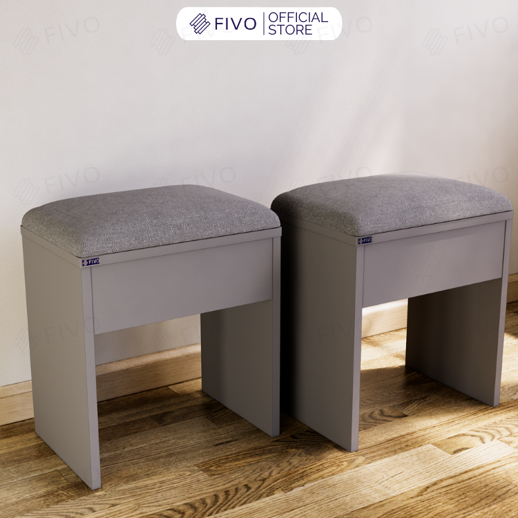 Ghế Đôn Nệm Nhung Bàn Học, Bàn Trang Điểm FG01 FIVO, Gỗ MDF Chống Ẩm Chịu Lực Lên Đến 300Kg, Thiết Kế Nhỏ Gọn Sang Trọng