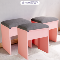 Ghế Đôn Nệm Nhung Bàn Học, Bàn Trang Điểm FG01 FIVO, Gỗ MDF Chống Ẩm Chịu Lực Lên Đến 300Kg, Thiết Kế Nhỏ Gọn Sang Trọng