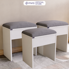 Ghế Đôn Nệm Nhung Bàn Học, Bàn Trang Điểm FG01 FIVO, Gỗ MDF Chống Ẩm Chịu Lực Lên Đến 300Kg, Thiết Kế Nhỏ Gọn Sang Trọng