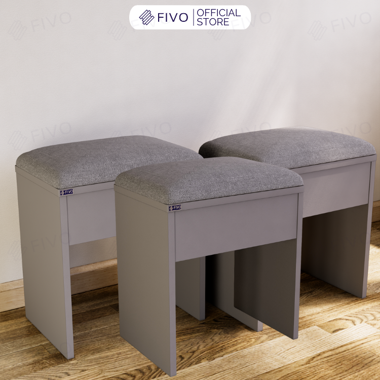 Ghế Đôn Nệm Nhung Bàn Học, Bàn Trang Điểm FG01 FIVO, Gỗ MDF Chống Ẩm Chịu Lực Lên Đến 300Kg, Thiết Kế Nhỏ Gọn Sang Trọng