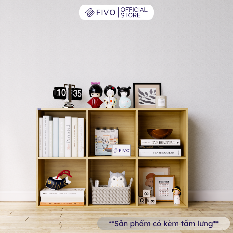 Kệ Sách Gỗ Tổ Ong FB04 FIVO 6-8 Ô, Tấm Lưng Chắc Chắn, Hộc Tủ Rộng Rãi, Gia Công Tỉ Mĩ, Decor Đẹp