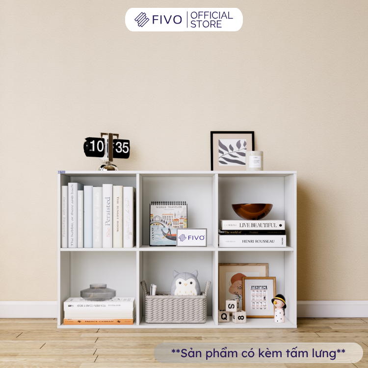 Kệ Sách Gỗ Tổ Ong FB04 FIVO 6-8 Ô, Tấm Lưng Chắc Chắn, Hộc Tủ Rộng Rãi, Gia Công Tỉ Mĩ, Decor Đẹp