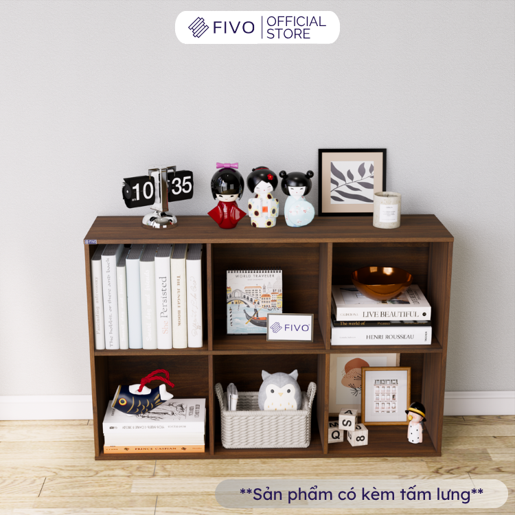 Kệ Sách Gỗ Tổ Ong FB04 FIVO 6-8 Ô, Tấm Lưng Chắc Chắn, Hộc Tủ Rộng Rãi, Gia Công Tỉ Mĩ, Decor Đẹp