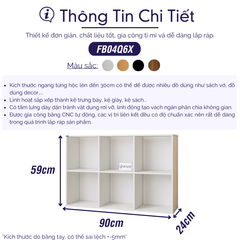 Kệ Sách Gỗ Tổ Ong FB04 FIVO 6-8 Ô, Tấm Lưng Chắc Chắn, Hộc Tủ Rộng Rãi, Gia Công Tỉ Mĩ, Decor Đẹp