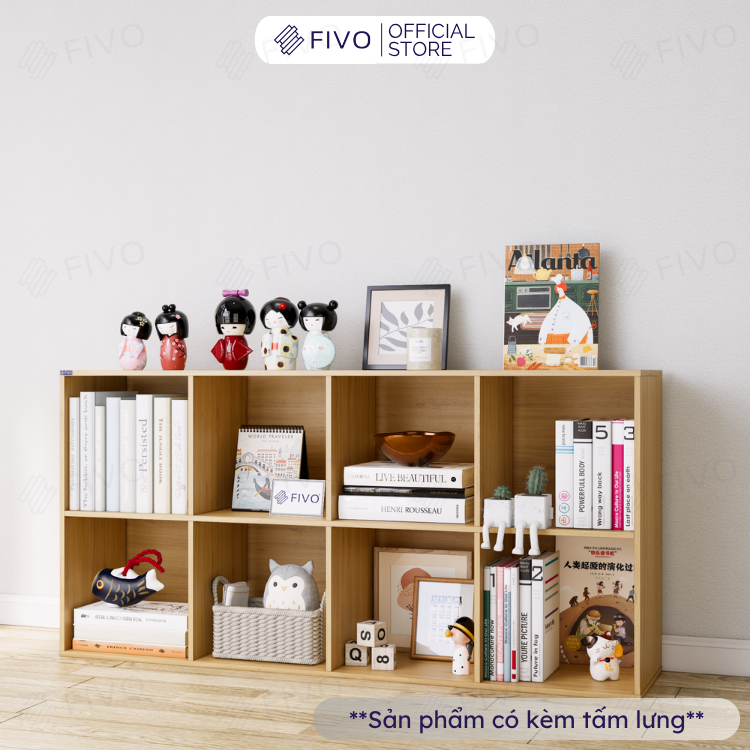 Kệ Sách Gỗ Tổ Ong FB04 FIVO 6-8 Ô, Tấm Lưng Chắc Chắn, Hộc Tủ Rộng Rãi, Gia Công Tỉ Mĩ, Decor Đẹp
