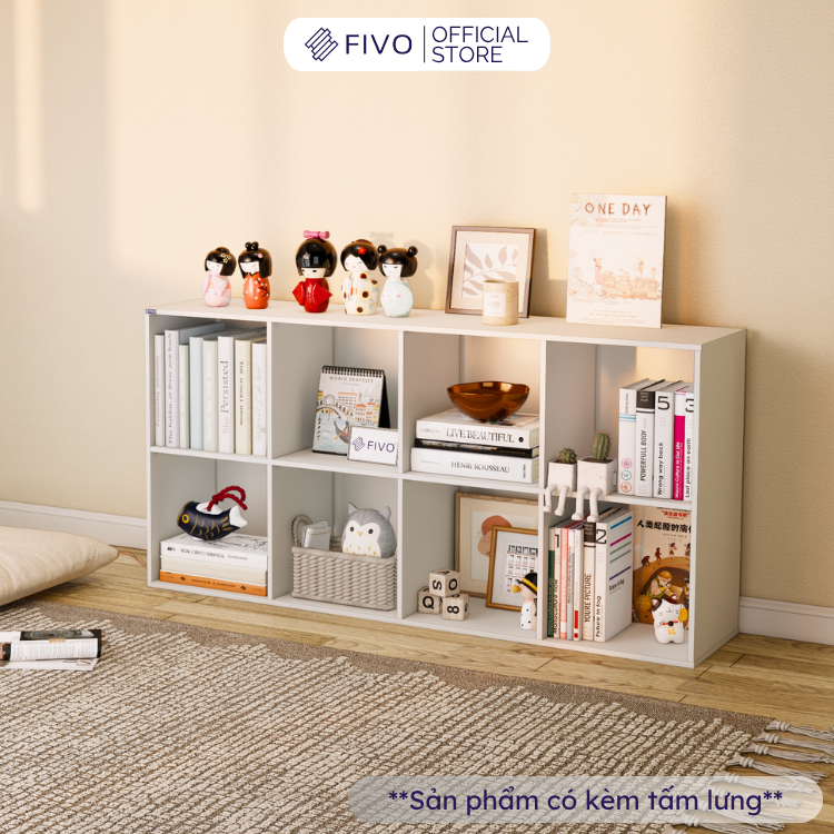 Kệ Sách Gỗ Tổ Ong FB04 FIVO 6-8 Ô, Tấm Lưng Chắc Chắn, Hộc Tủ Rộng Rãi, Gia Công Tỉ Mĩ, Decor Đẹp