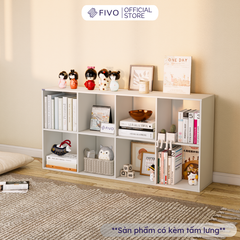 Kệ Sách Gỗ Tổ Ong FB04 FIVO 6-8 Ô, Tấm Lưng Chắc Chắn, Hộc Tủ Rộng Rãi, Gia Công Tỉ Mĩ, Decor Đẹp