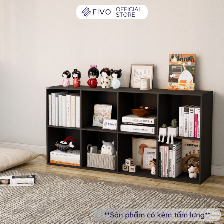 Kệ Sách Gỗ Tổ Ong FB04 FIVO 6-8 Ô, Tấm Lưng Chắc Chắn, Hộc Tủ Rộng Rãi, Gia Công Tỉ Mĩ, Decor Đẹp