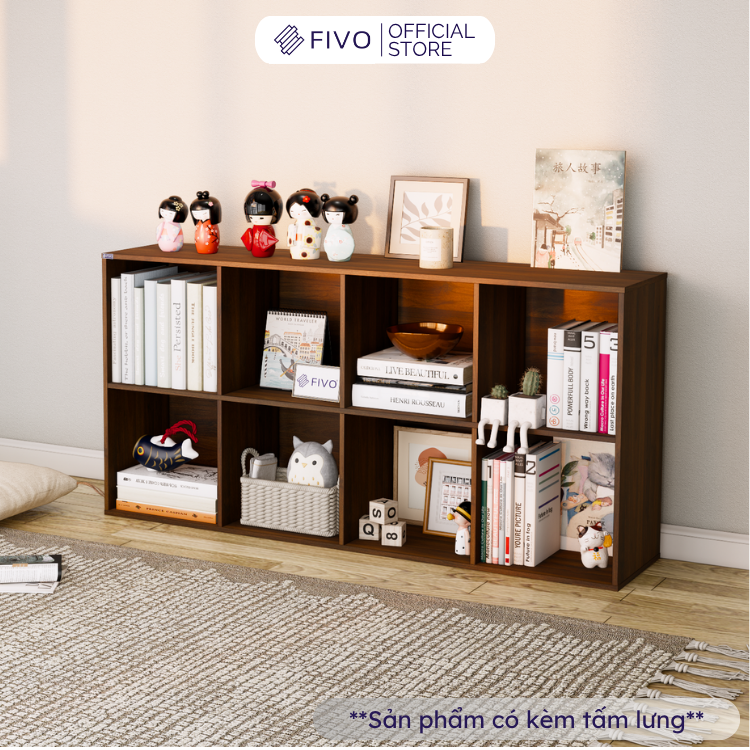 Kệ Sách Gỗ Tổ Ong FB04 FIVO 6-8 Ô, Tấm Lưng Chắc Chắn, Hộc Tủ Rộng Rãi, Gia Công Tỉ Mĩ, Decor Đẹp